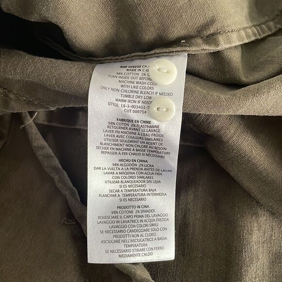 Current/Elliott women’s button up top / light jacket olive green‎ raw edge 2/M - Picture 11 of 15